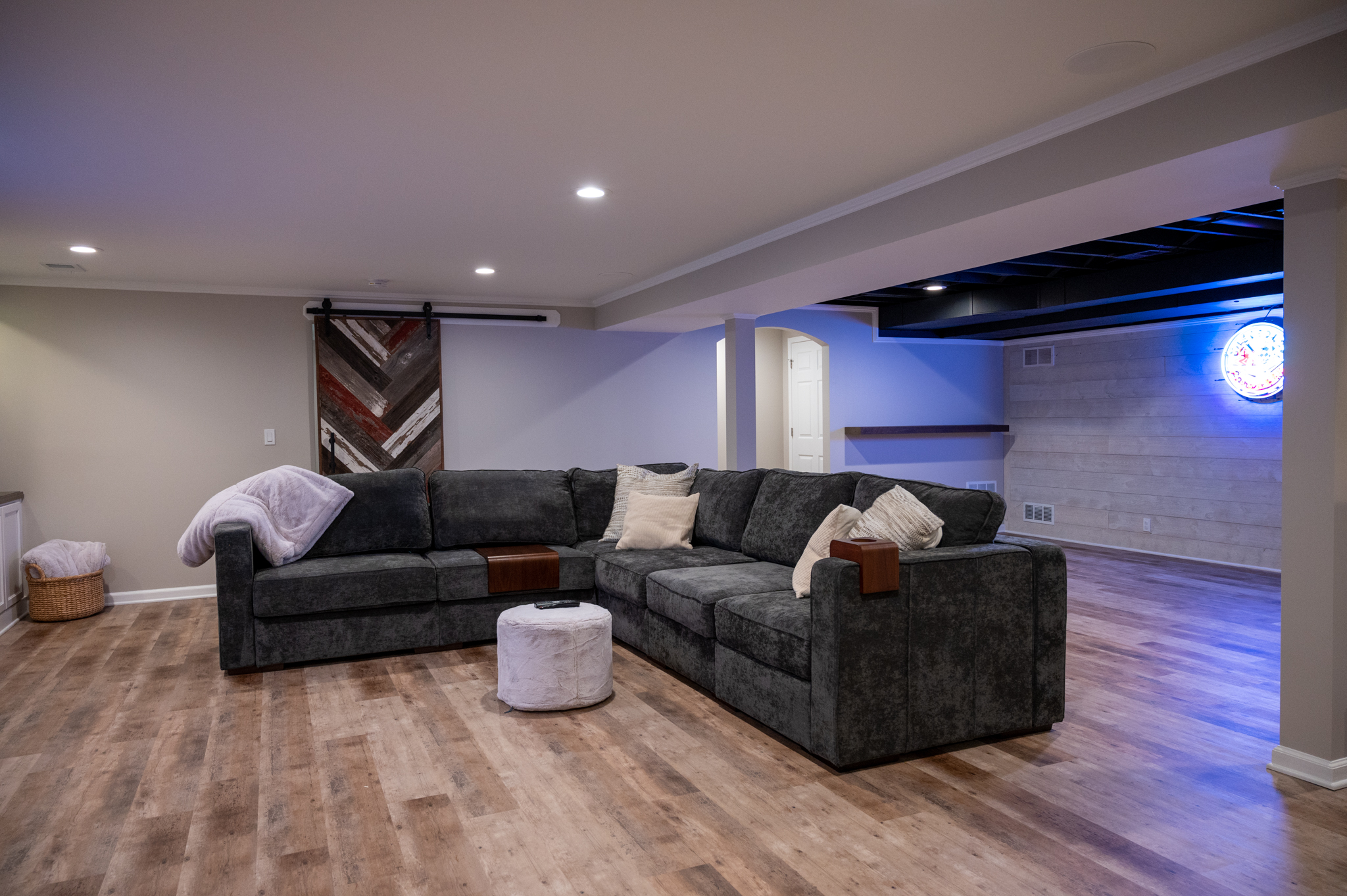 Finished Basement with Wet Bar, Home Gym and Large Entertainment Center