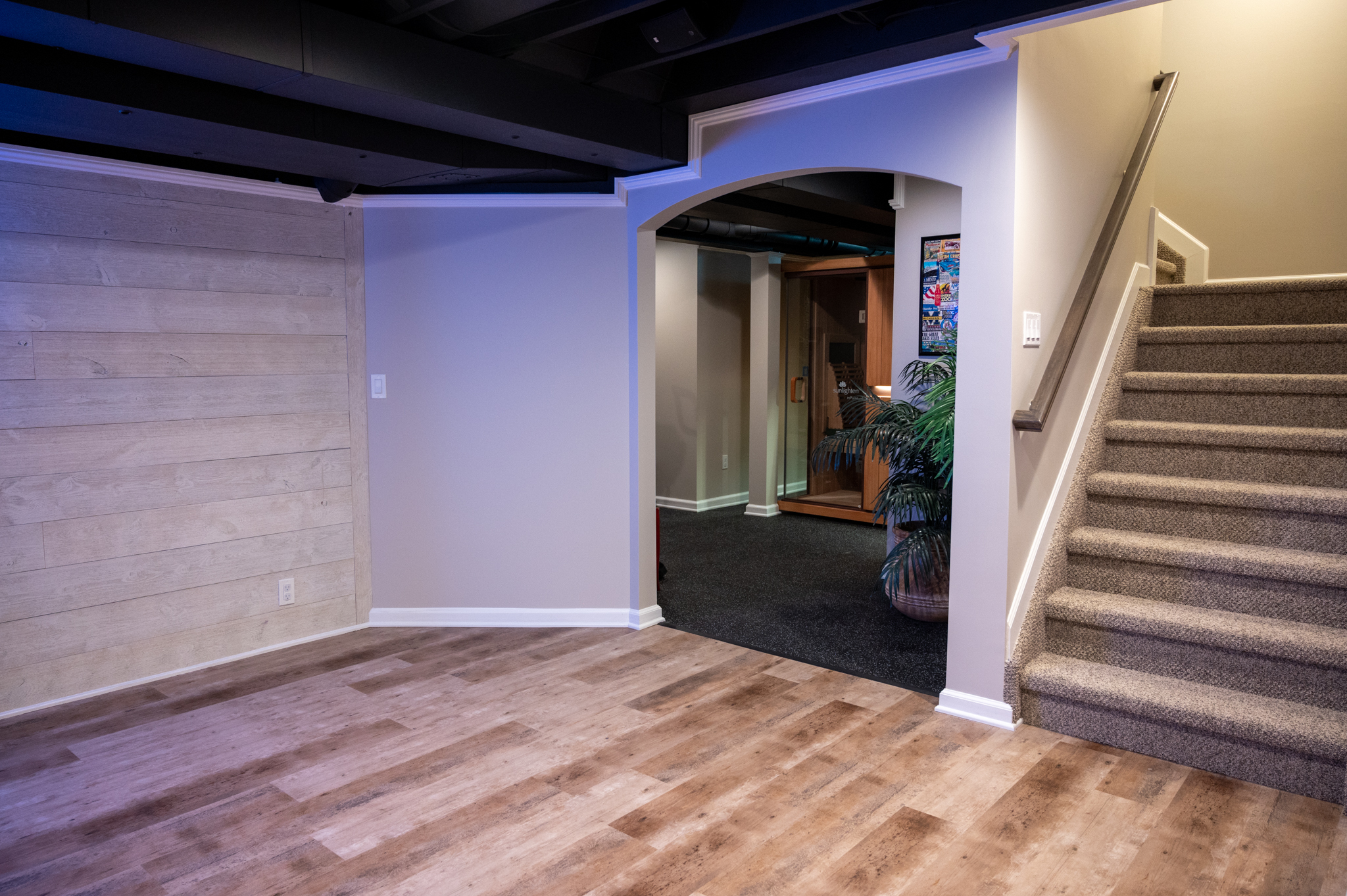 Finished Basement with Wet Bar, Home Gym and Large Entertainment Center