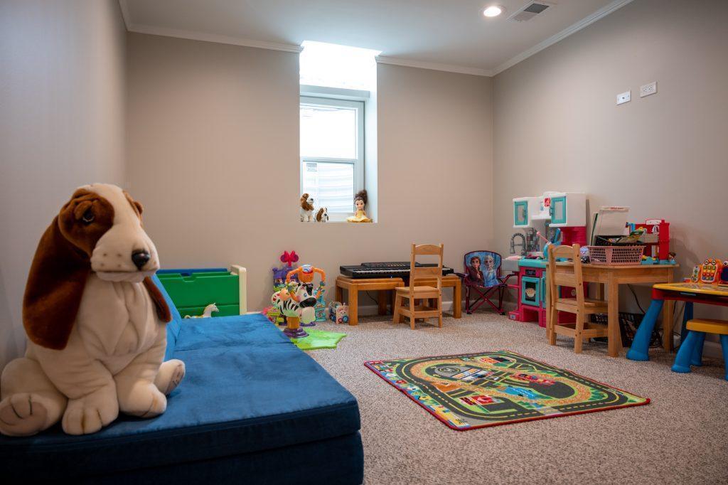 Finished basement kids playroom with egress window in Oakland Twp., Michigan