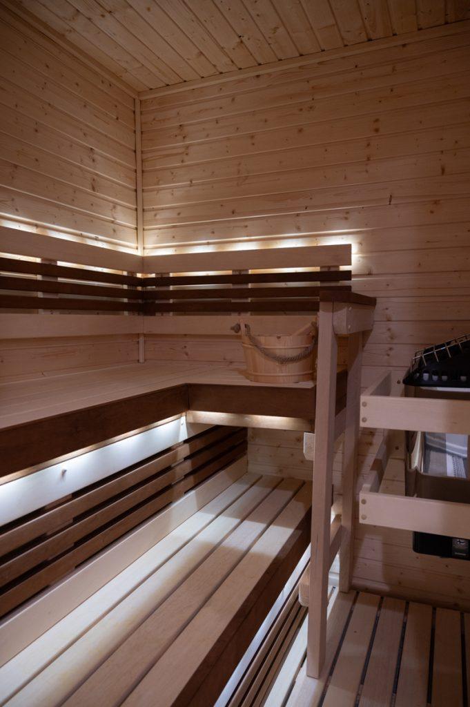 Finished basement sauna in Novi, Michigan