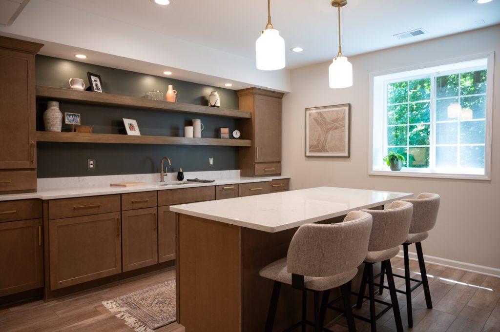 Finished basement kitchen bar area in Novi, Michigan
