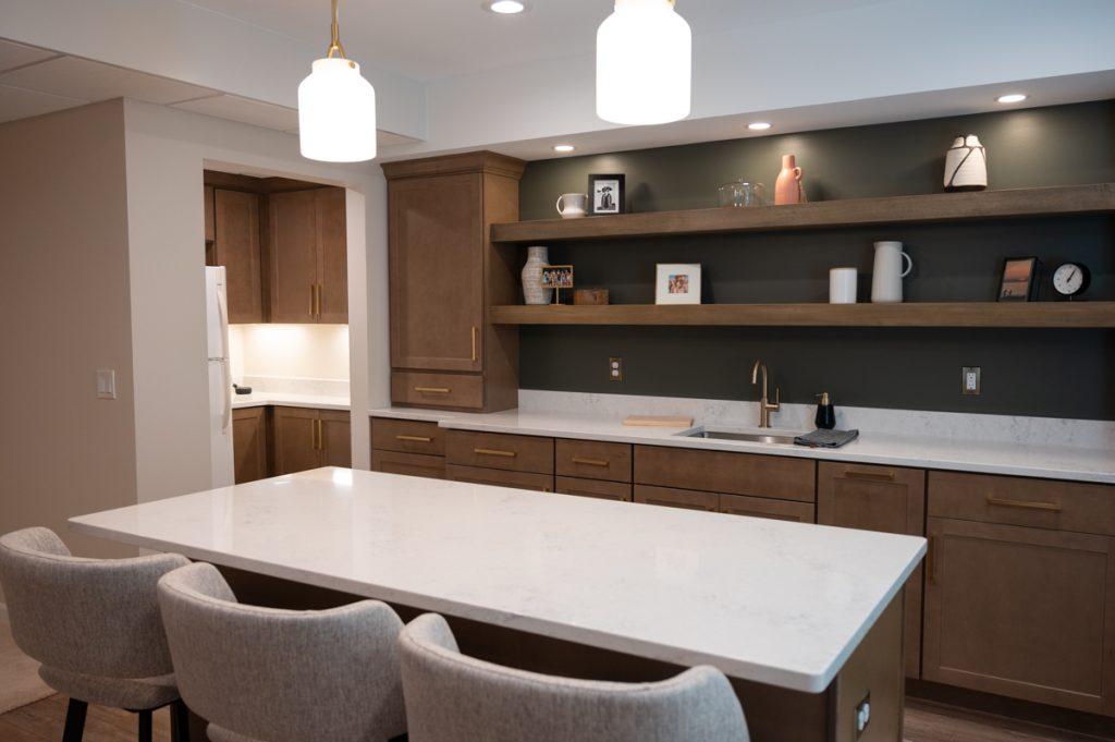 Finished basement kitchen bar area in Novi, Michigan