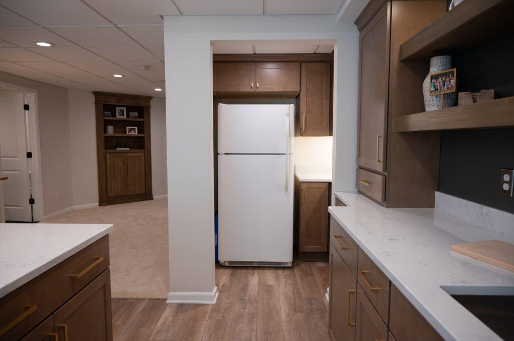Finished basement kitchen bar area in Novi, Michigan