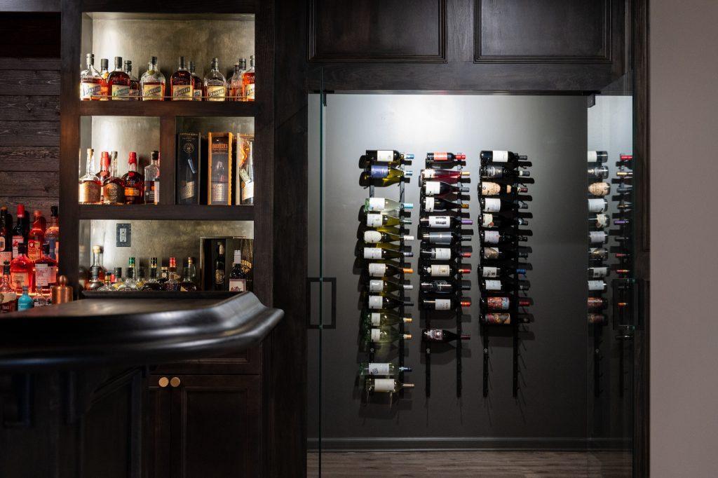 Finished basement wine room in Bloomfield Hills, Michigan
