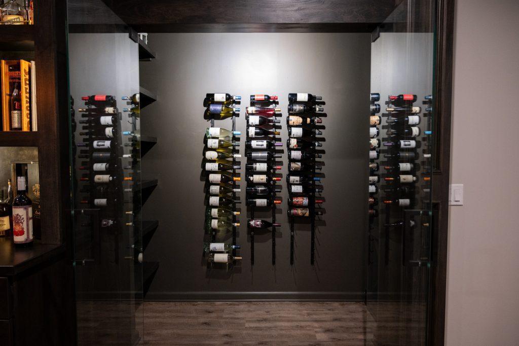 Finished basement wine room in Bloomfield Hills, Michigan