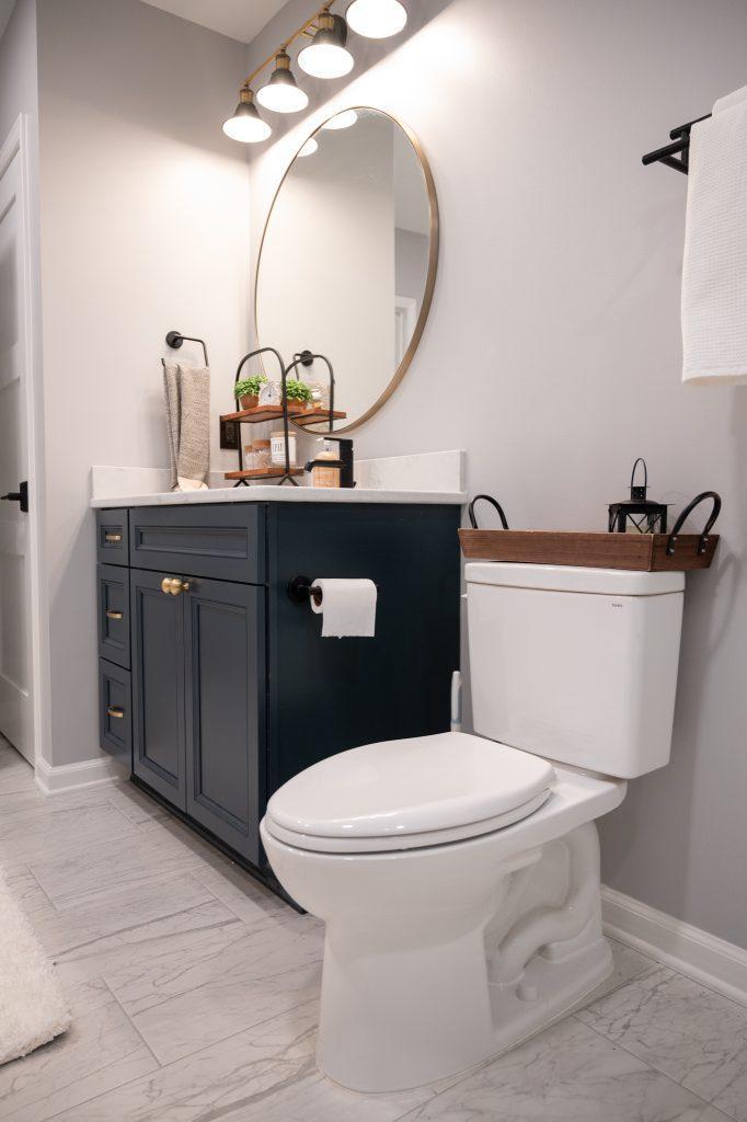 Finished basement bathroom vanity in Bloomfield Hills, Michigan