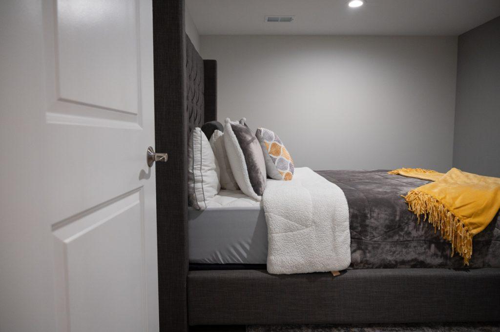 Finished basement guest room in Novi, Michigan