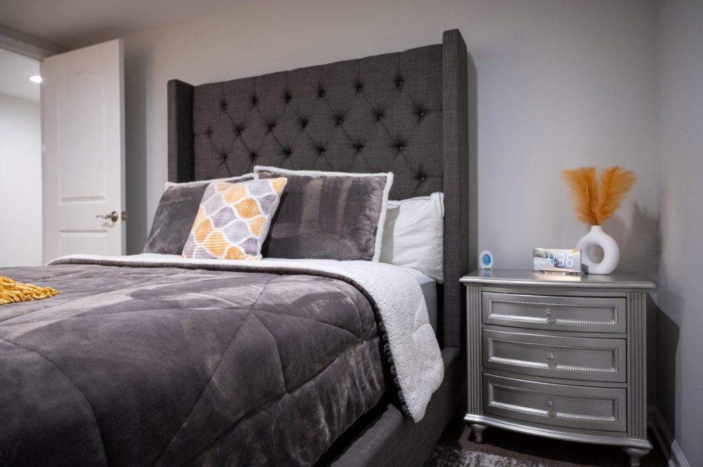 Finished basement guest room in Novi, Michigan