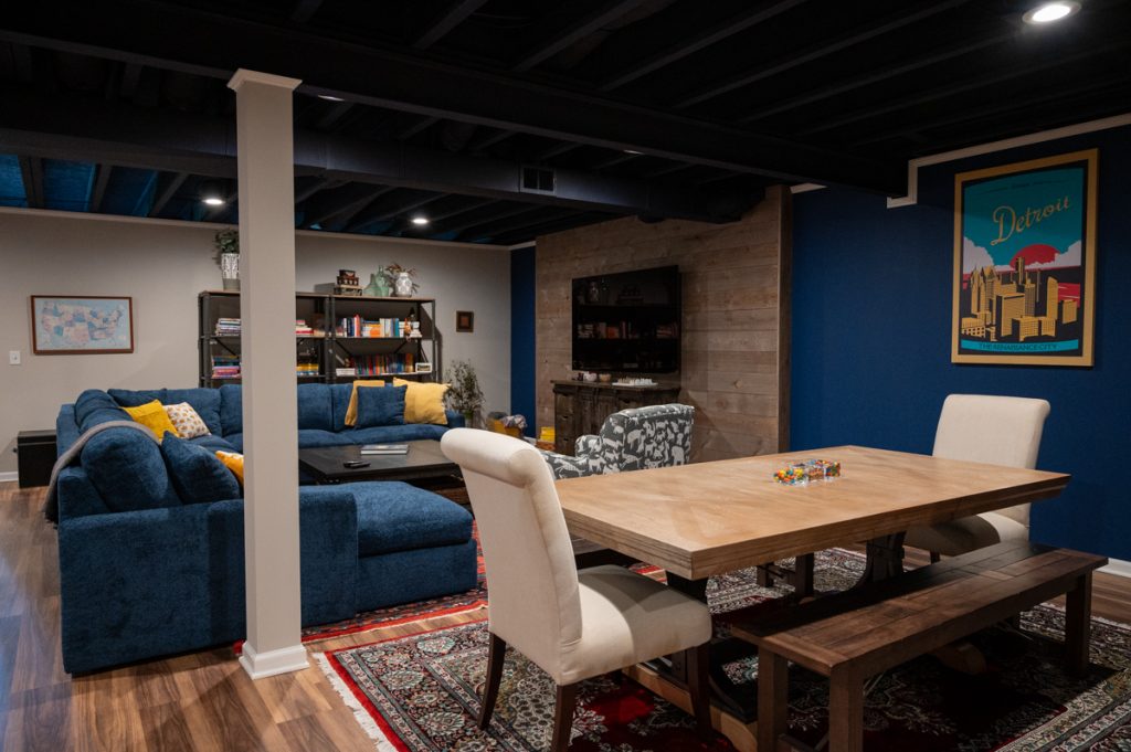 Finished basement living room in Pittsfield Twp. Ann Arbor, Michigan