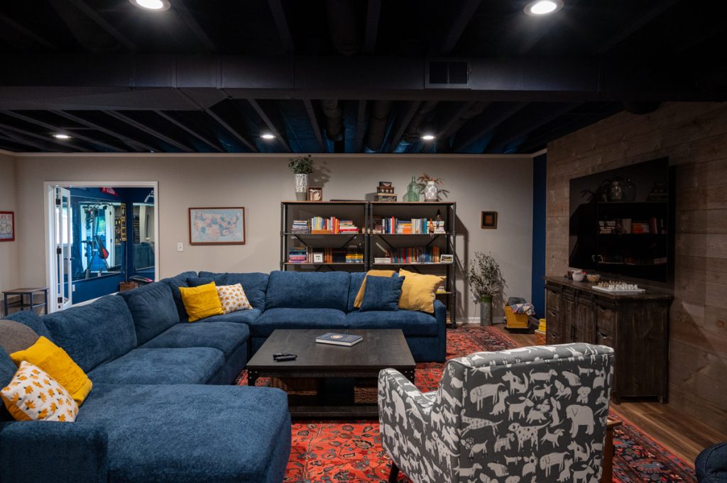 Finished basement living room in Pittsfield Twp. Ann Arbor, Michigan