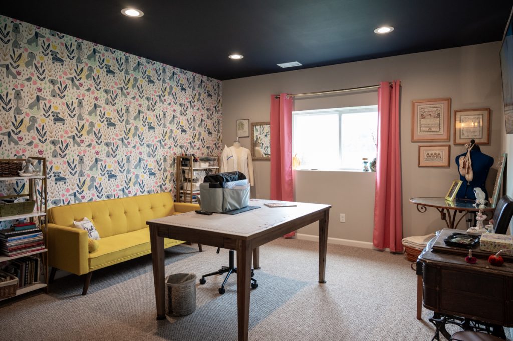 Finished basement sewing room in Pittsfield Twp. Ann Arbor, Michigan