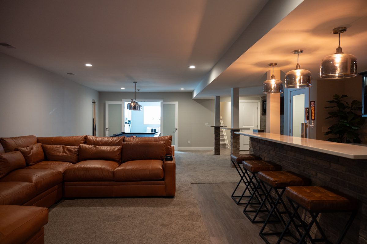 Finished Basement with Bar and Bathroom in Grand Rapids, MI Basements