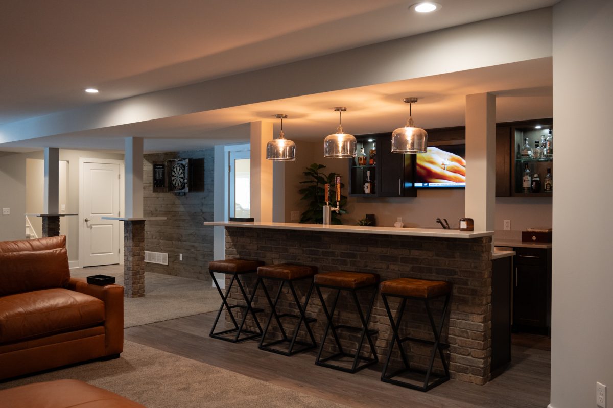 Finished Basement with Bar and Bathroom in Grand Rapids, MI Basements