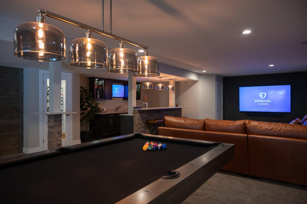 Finished Basement with Bar and Bathroom in Grand Rapids, MI - Basements Plus