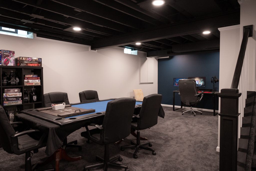 Game room and office in finished basement, Canton, MI