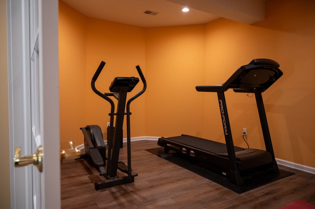 Workout room in finished basement in Brighton, MI