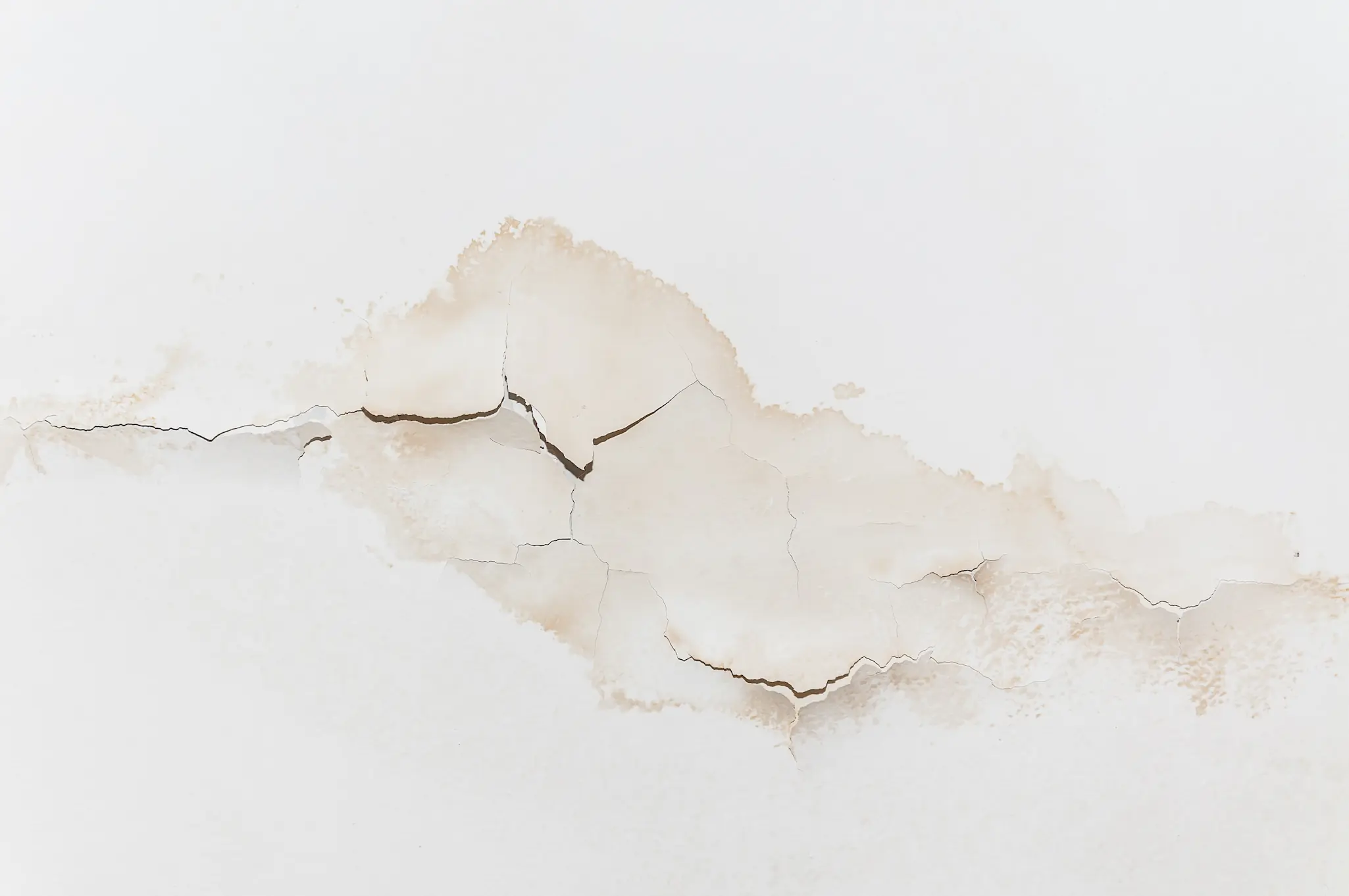 Photo of water damage and mold causing cracks to form in a wall.